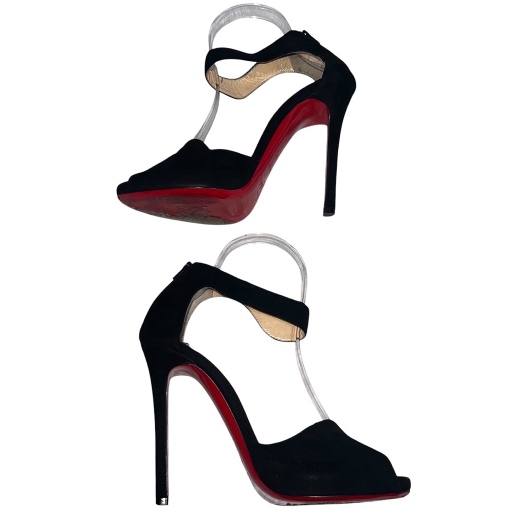Christian Louboutin Black Peep-Toe Heels - Picture 6 of 11